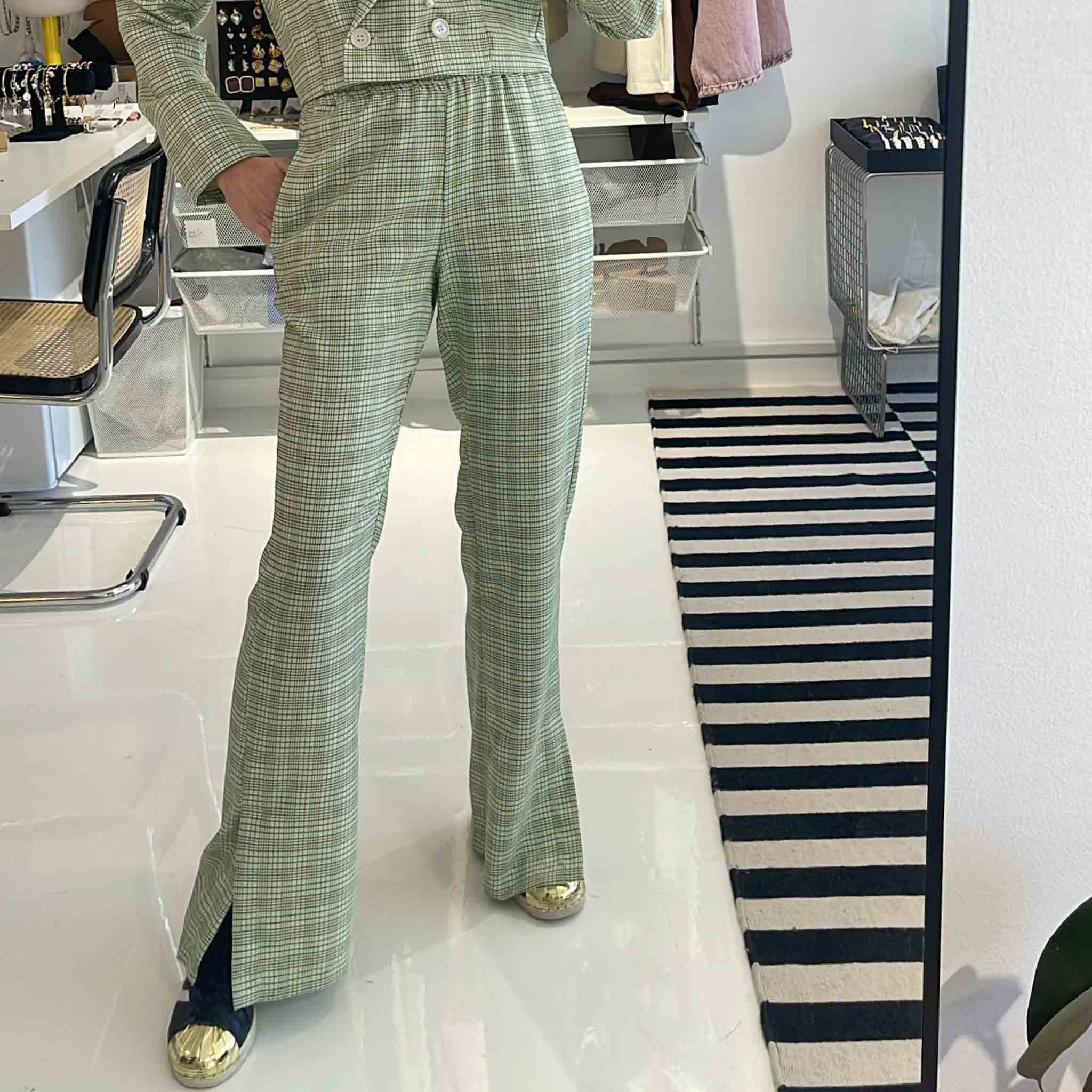 Green Plaid Tailored Set