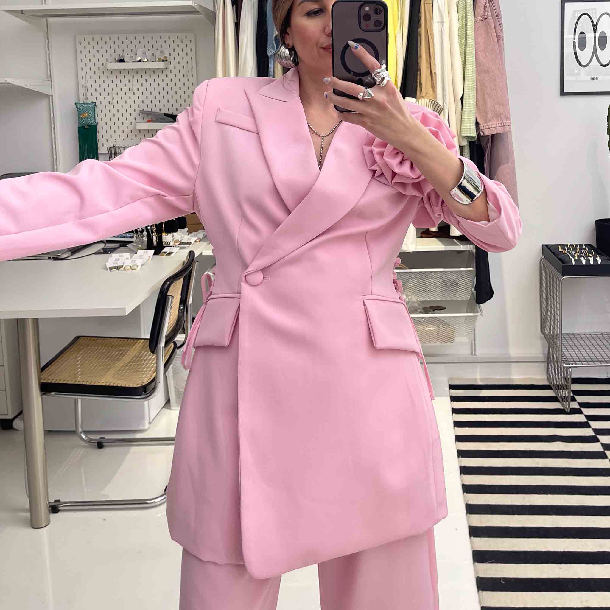 Pink Rosette Suit Set