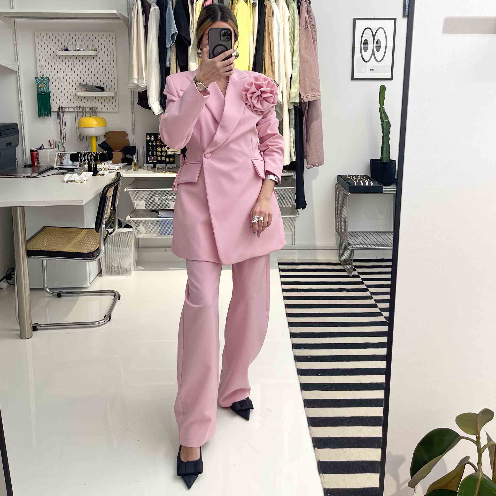 Pink Rosette Suit Set