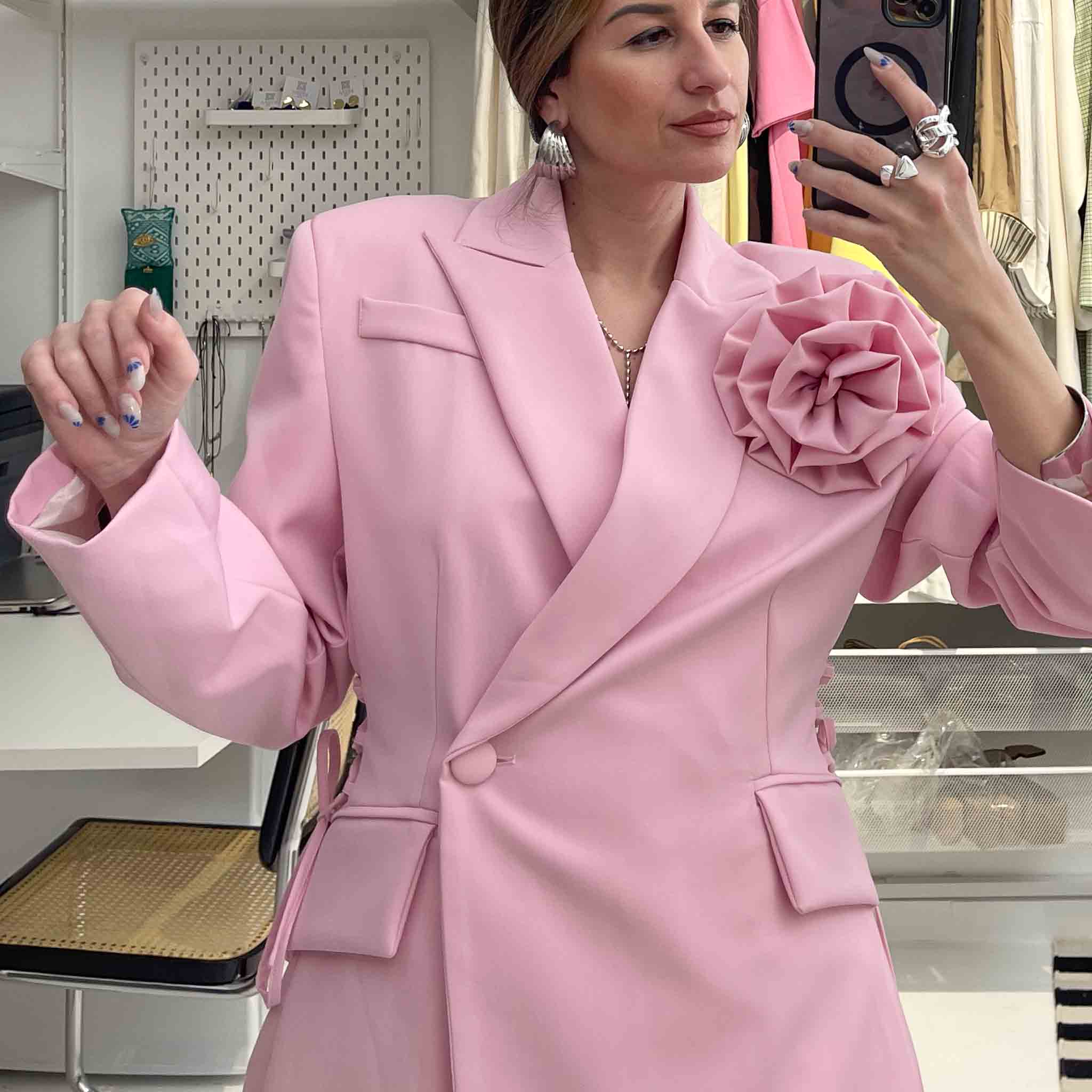 Pink Rosette Suit Set