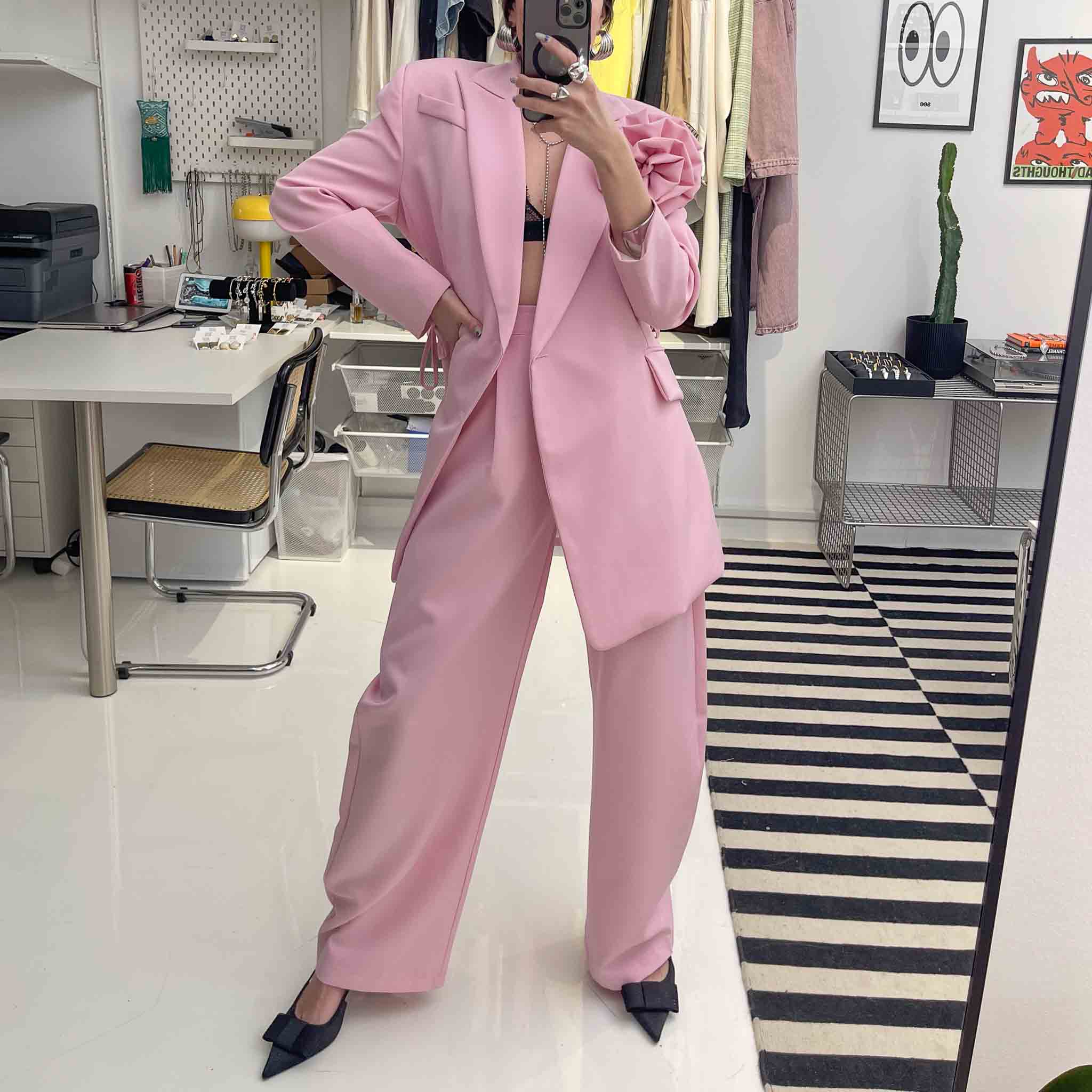 Pink Rosette Suit Set