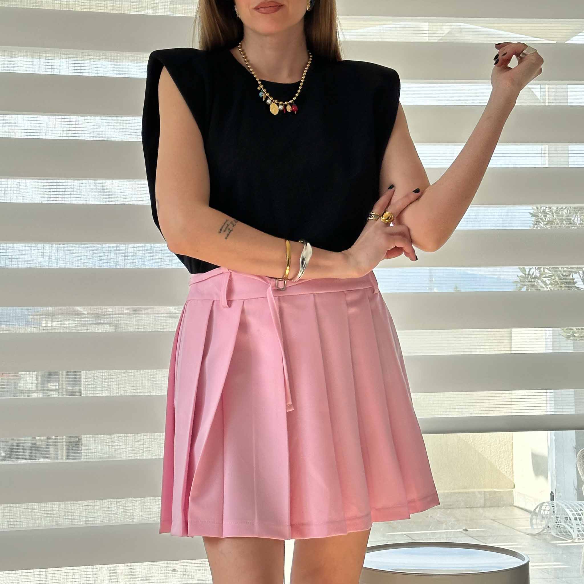 Bubblegum Pleated Skirt