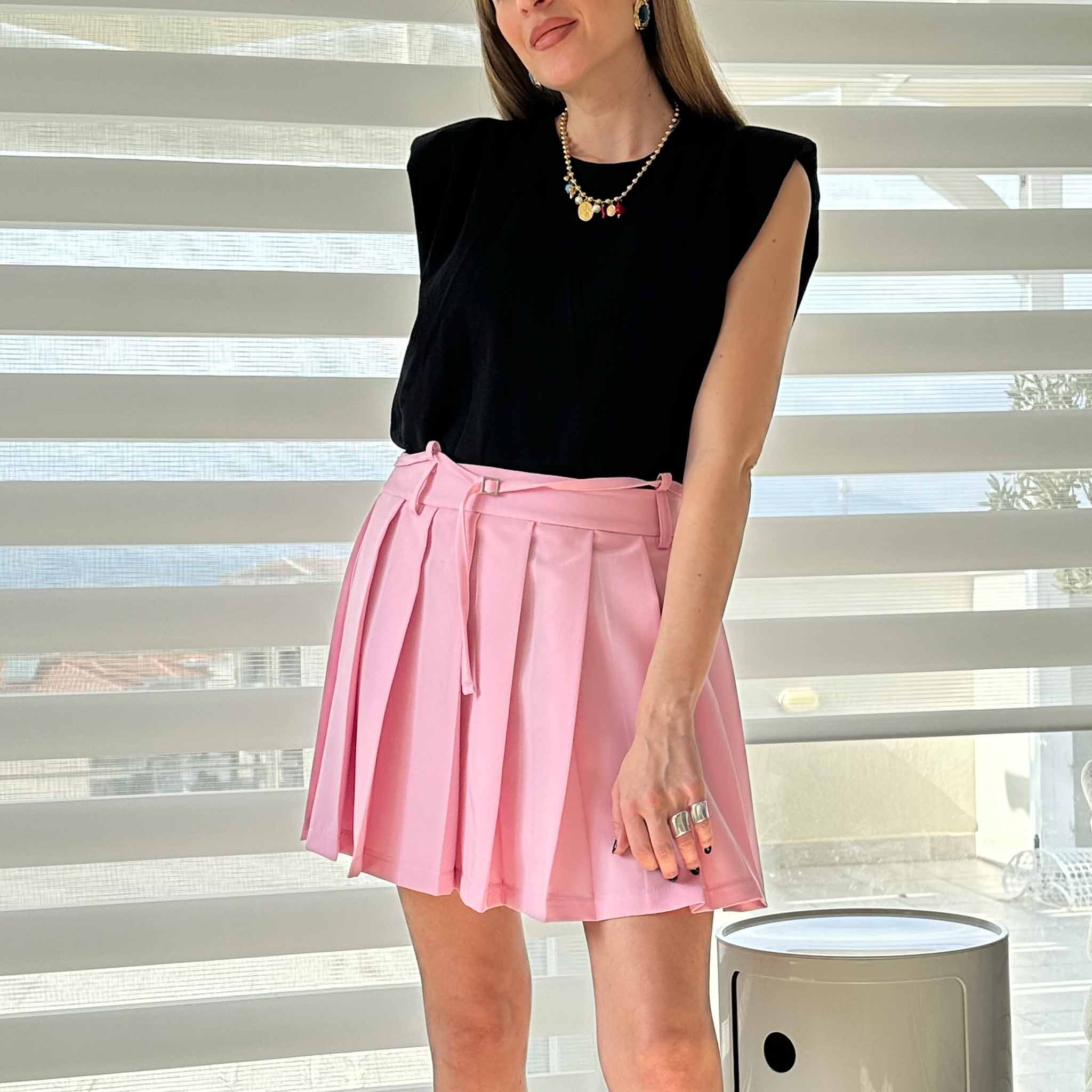 Bubblegum Pleated Skirt