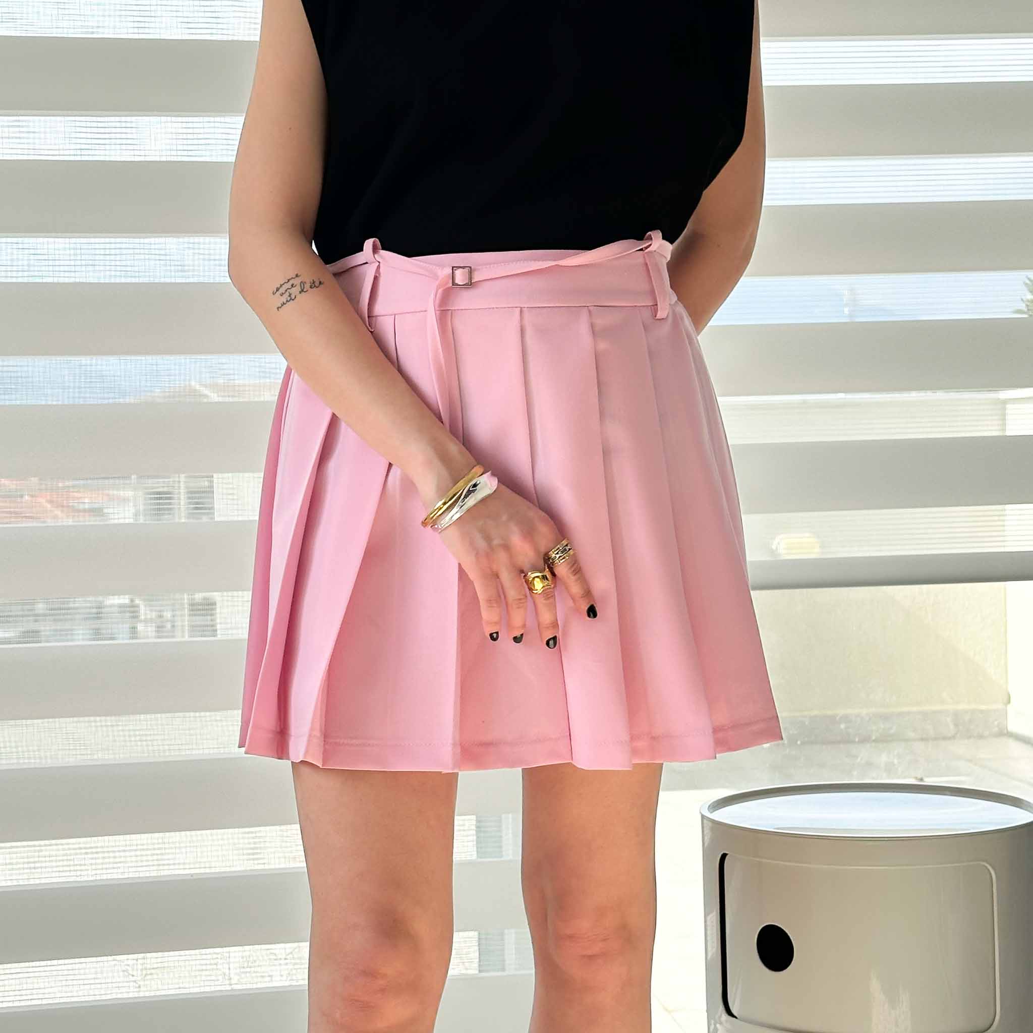Bubblegum Pleated Skirt